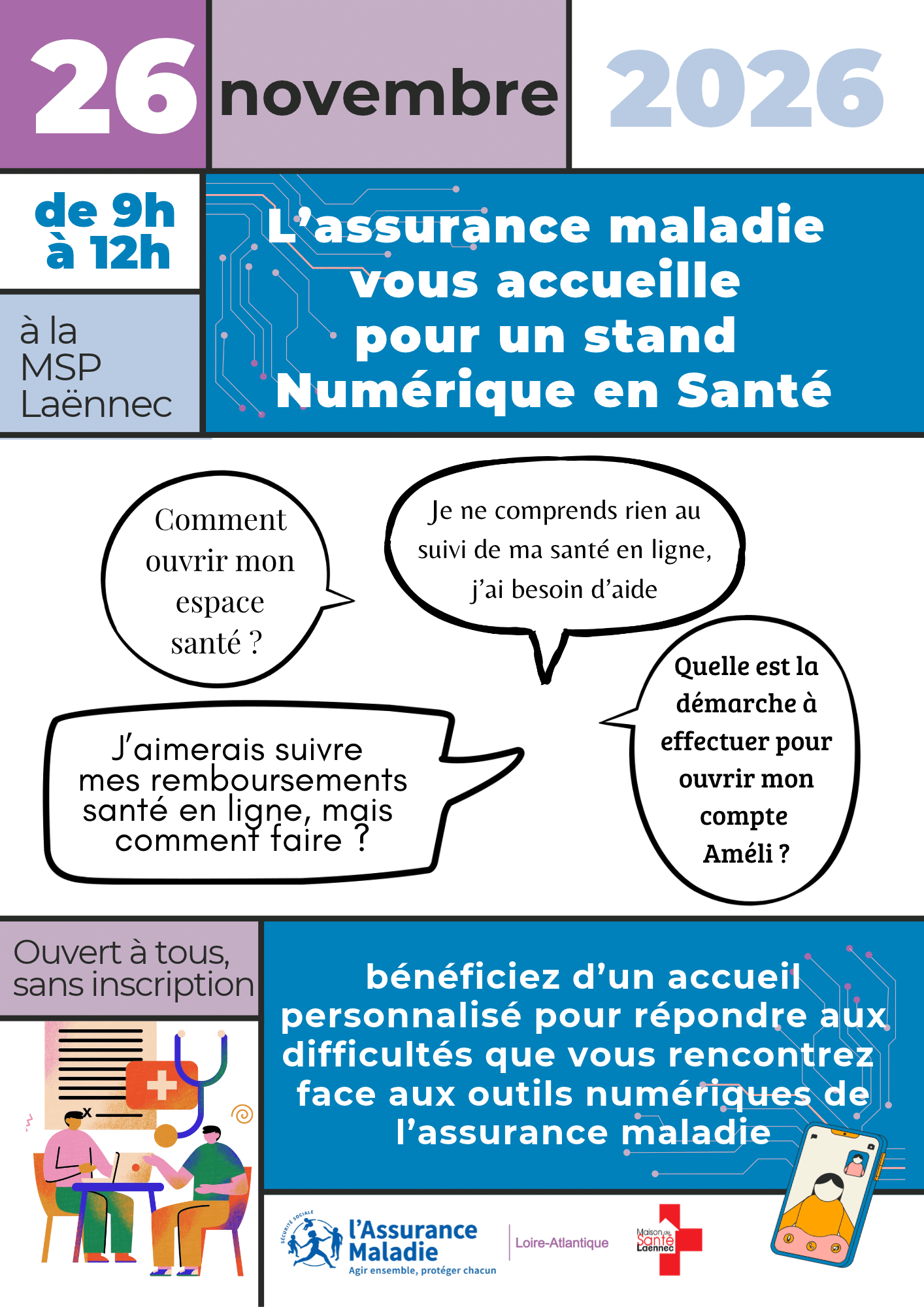 STAND PROPOSE PAR L’ASSURANCE MALADIE vous voulez ouvrir votre espace sante vous connecter sur votre compte améli suivre vos remboursements de santé (1)